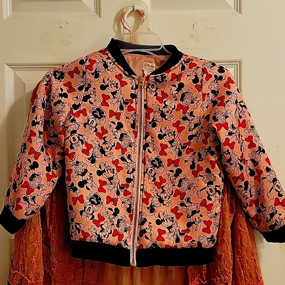 Disney tutu couture pink fluffy Minnie Mouse satin jacket size 7/8 (runs small)